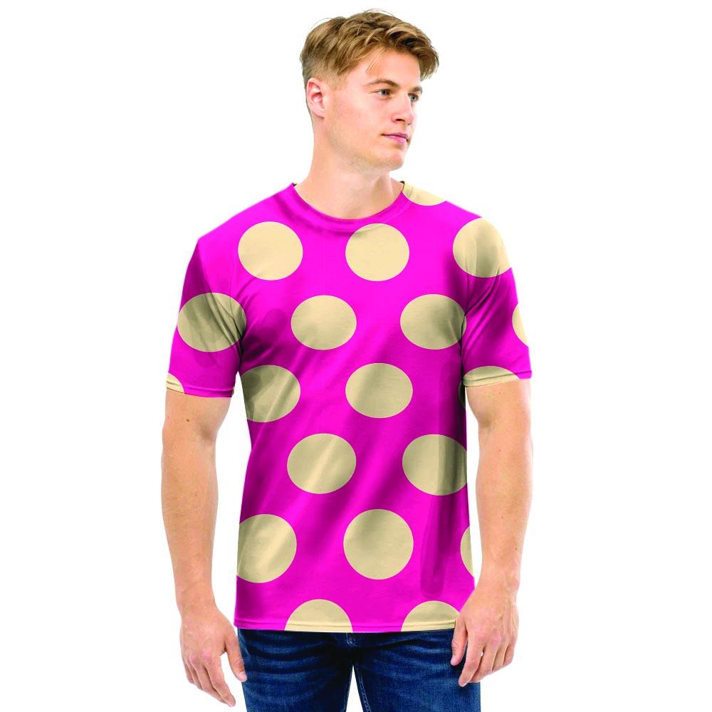 Pink Polka Dot Men T Shirt-grizzshop