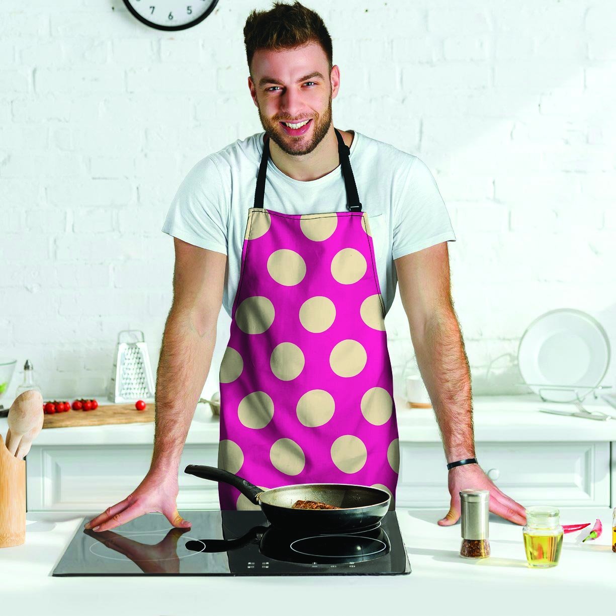 Pink Polka Dot Men's Apron-grizzshop