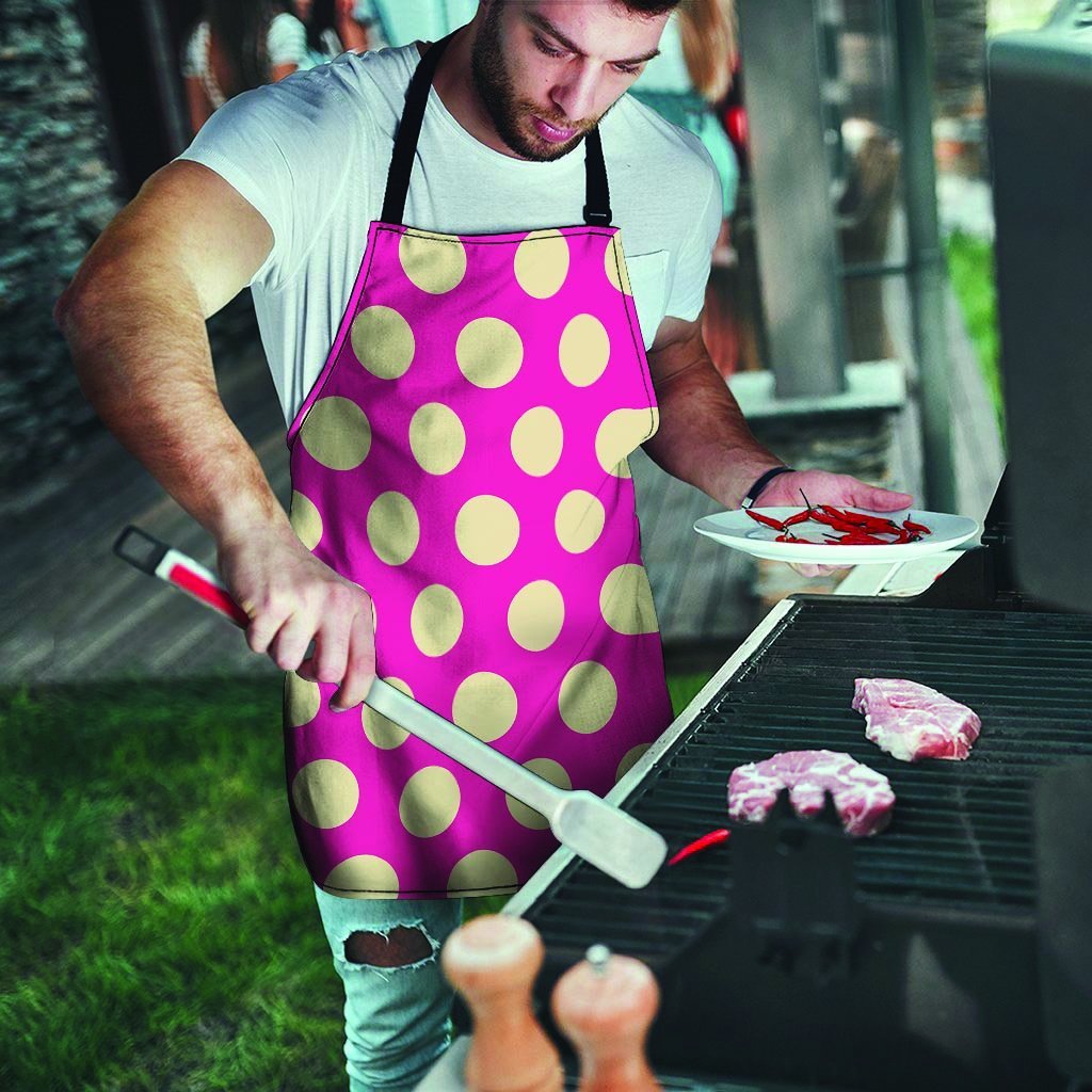 Pink Polka Dot Men's Apron-grizzshop