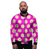 Pink Polka Dot Men's Bomber Jacket-grizzshop