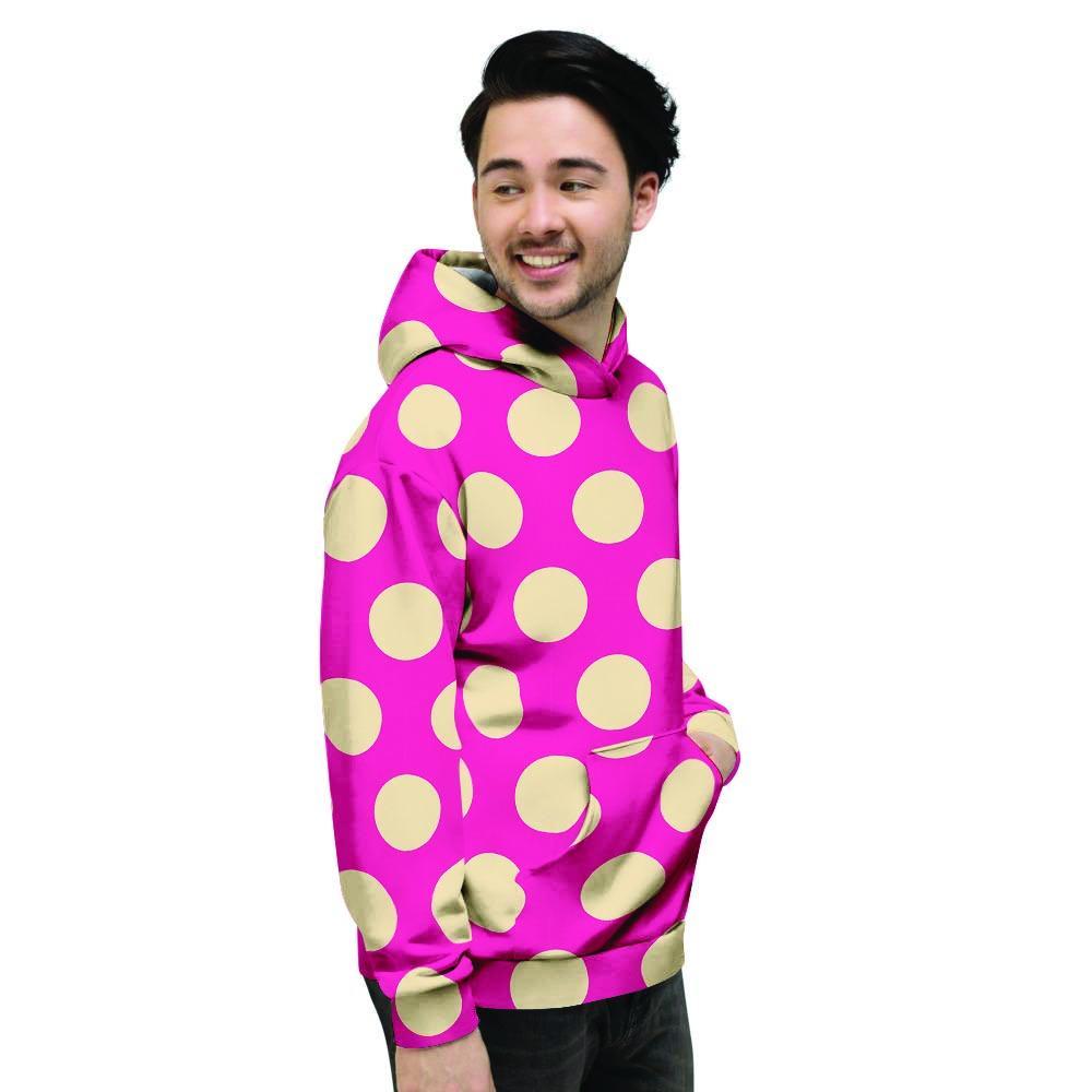 Pink Polka Dot Men's Hoodie-grizzshop