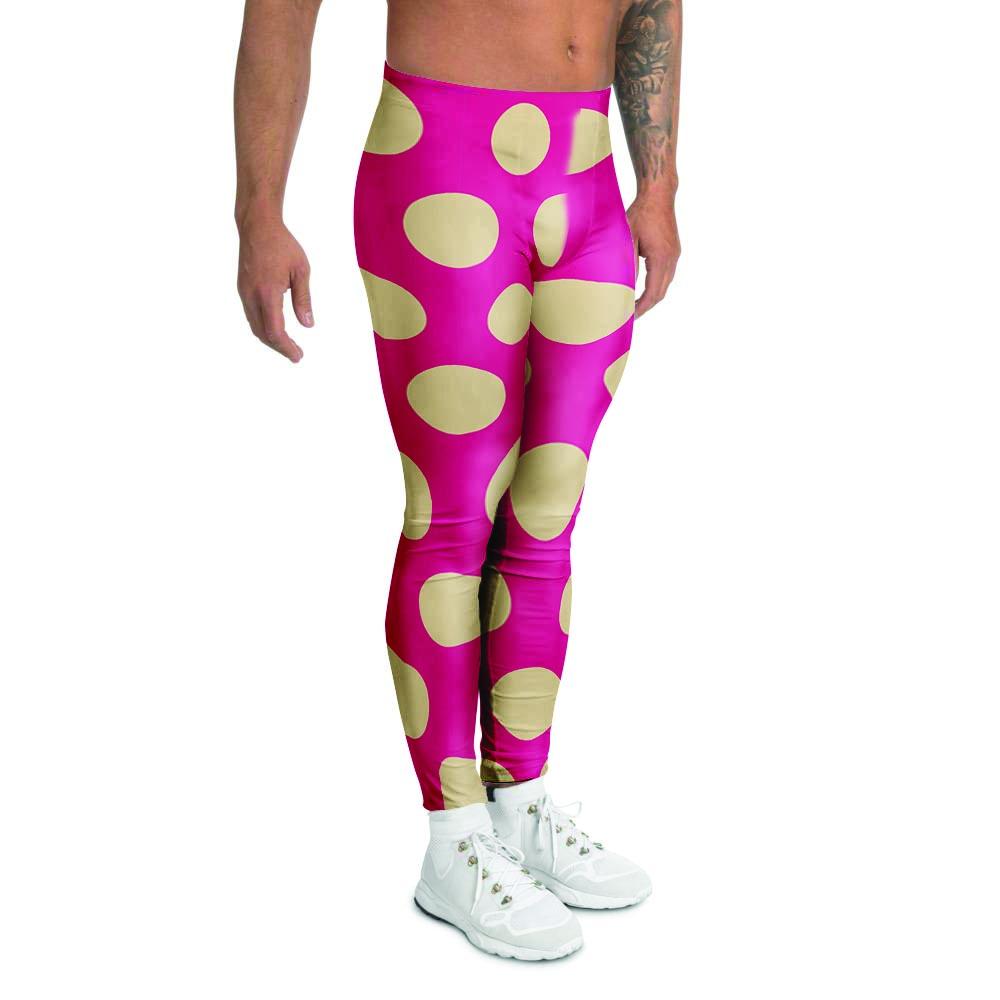 Pink Polka Dot Men's Leggings-grizzshop