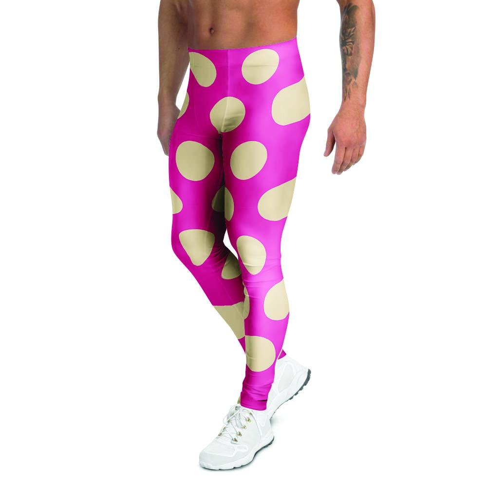 Pink Polka Dot Men's Leggings-grizzshop