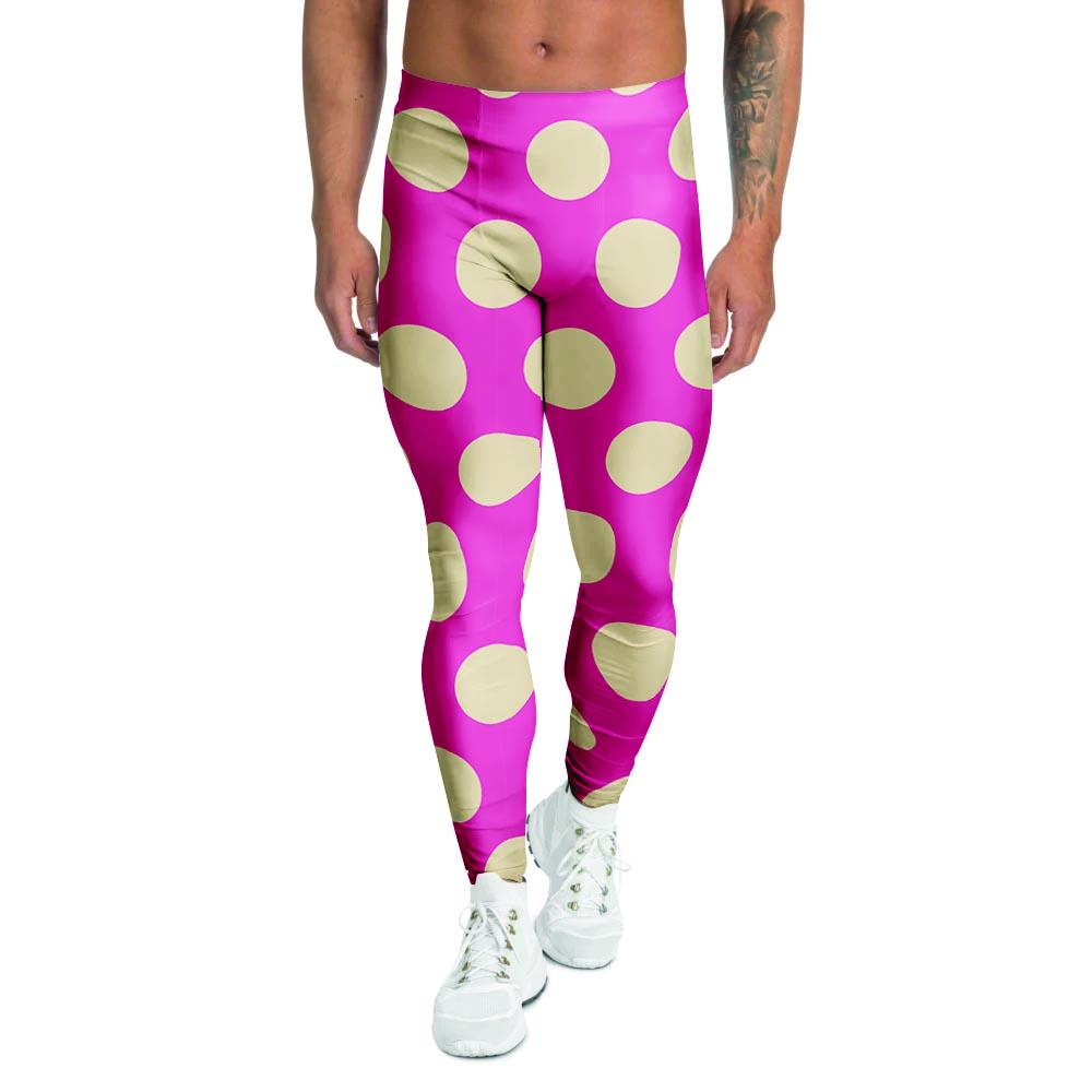 Pink Polka Dot Men's Leggings-grizzshop