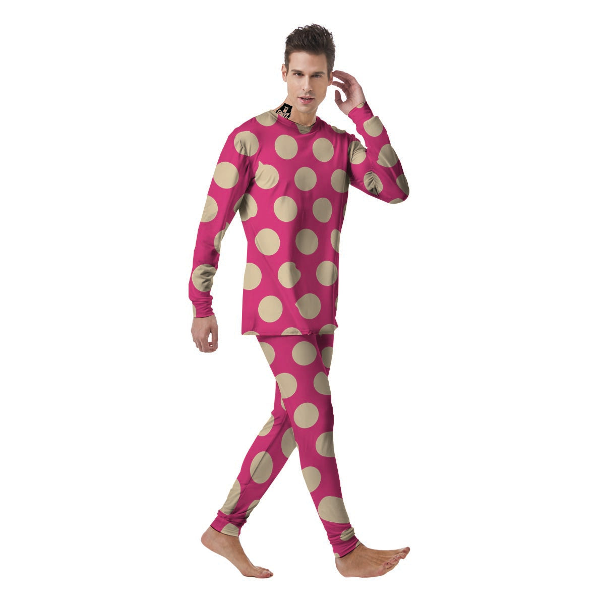 Pink Polka Dot Men's Pajamas-grizzshop