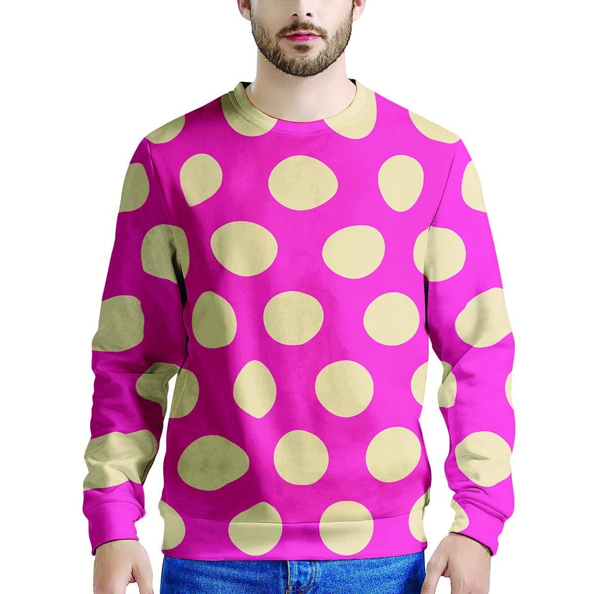 Pink Polka Dot Men's Sweatshirt-grizzshop