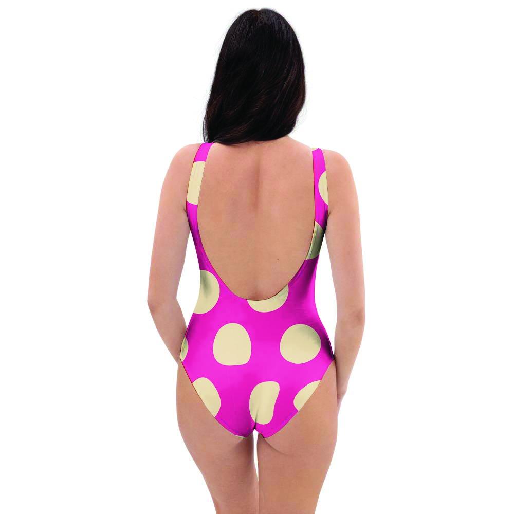 Pink Polka Dot One Piece Swimsuite-grizzshop