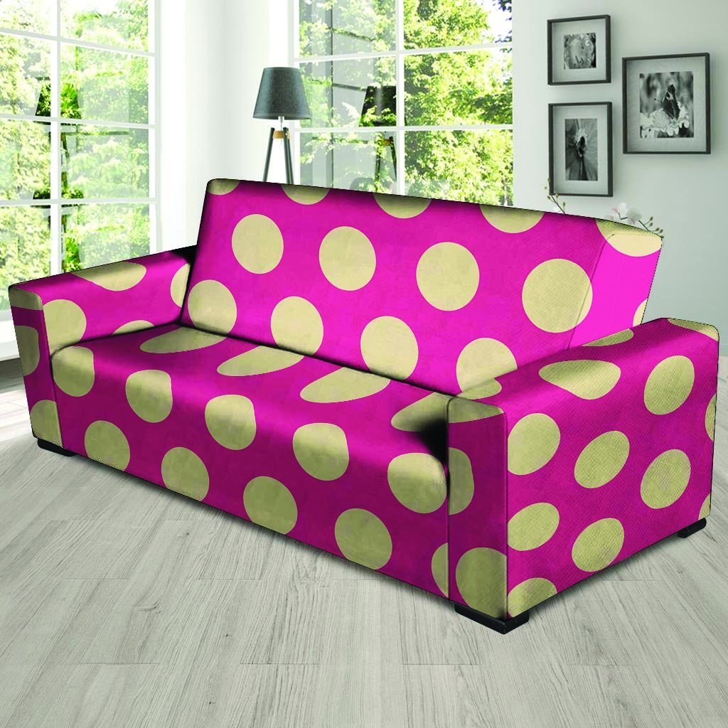 Pink Polka Dot Sofa Cover-grizzshop