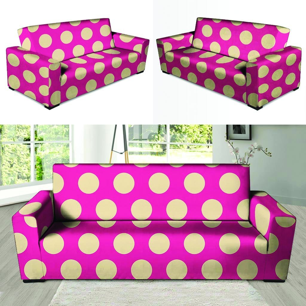 Pink Polka Dot Sofa Cover-grizzshop