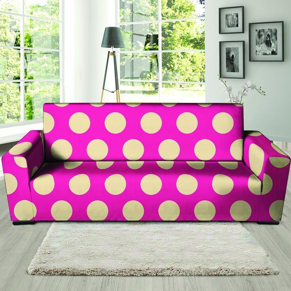 Pink Polka Dot Sofa Cover-grizzshop