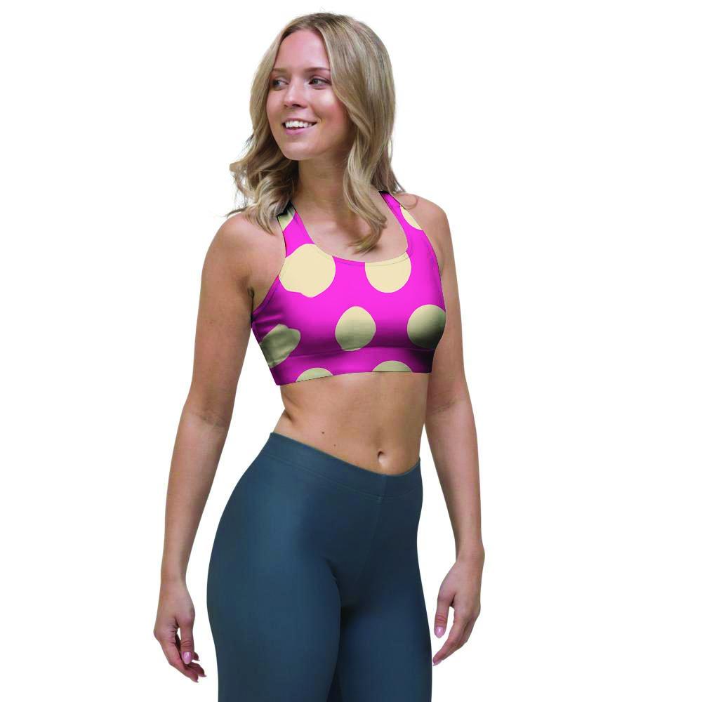 Pink Polka Dot Sports Bra-grizzshop