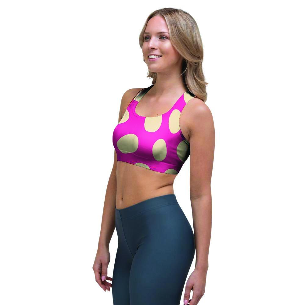 Pink Polka Dot Sports Bra-grizzshop