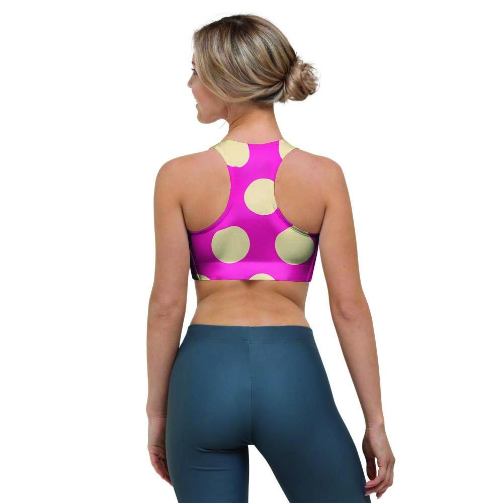 Pink Polka Dot Sports Bra-grizzshop