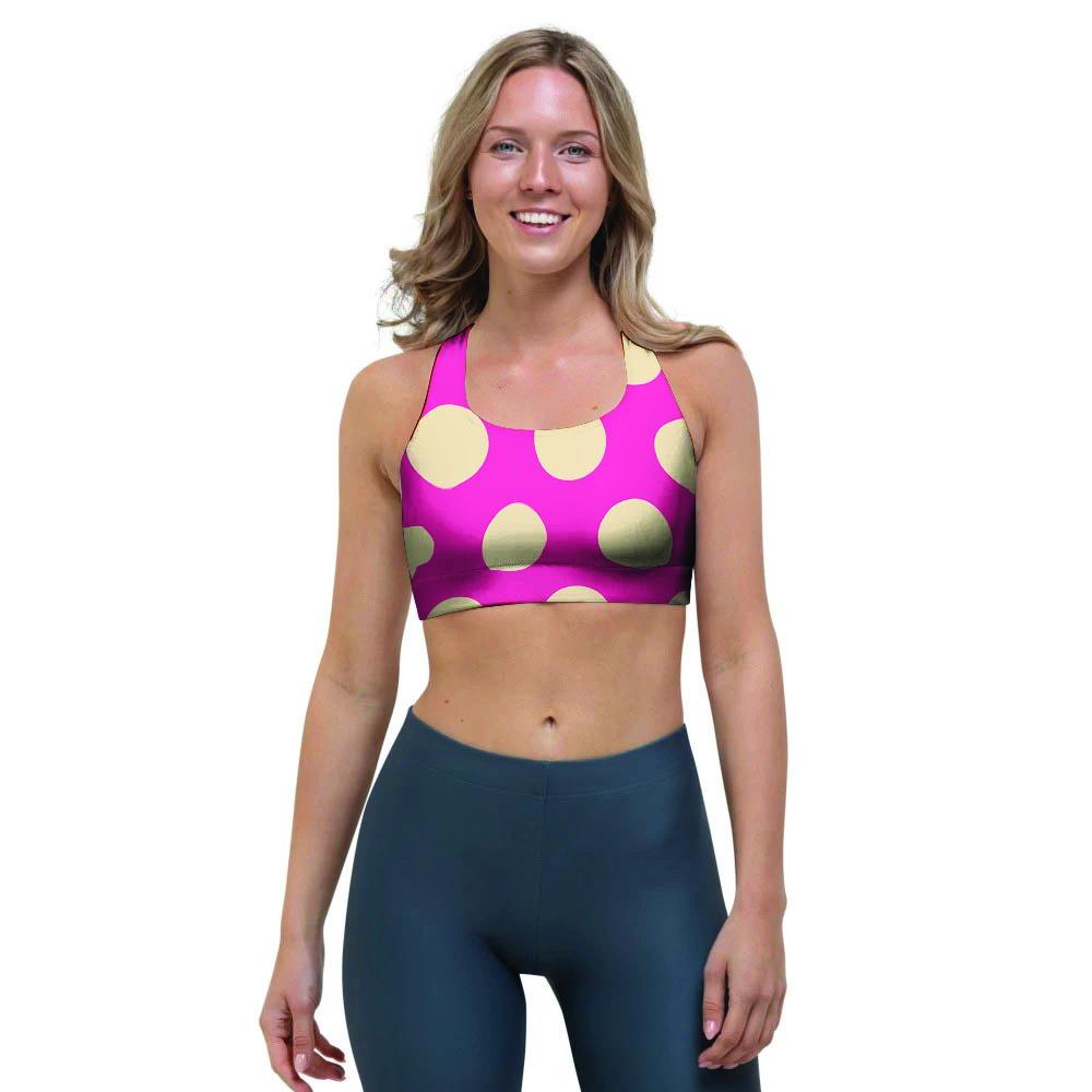 Pink Polka Dot Sports Bra-grizzshop