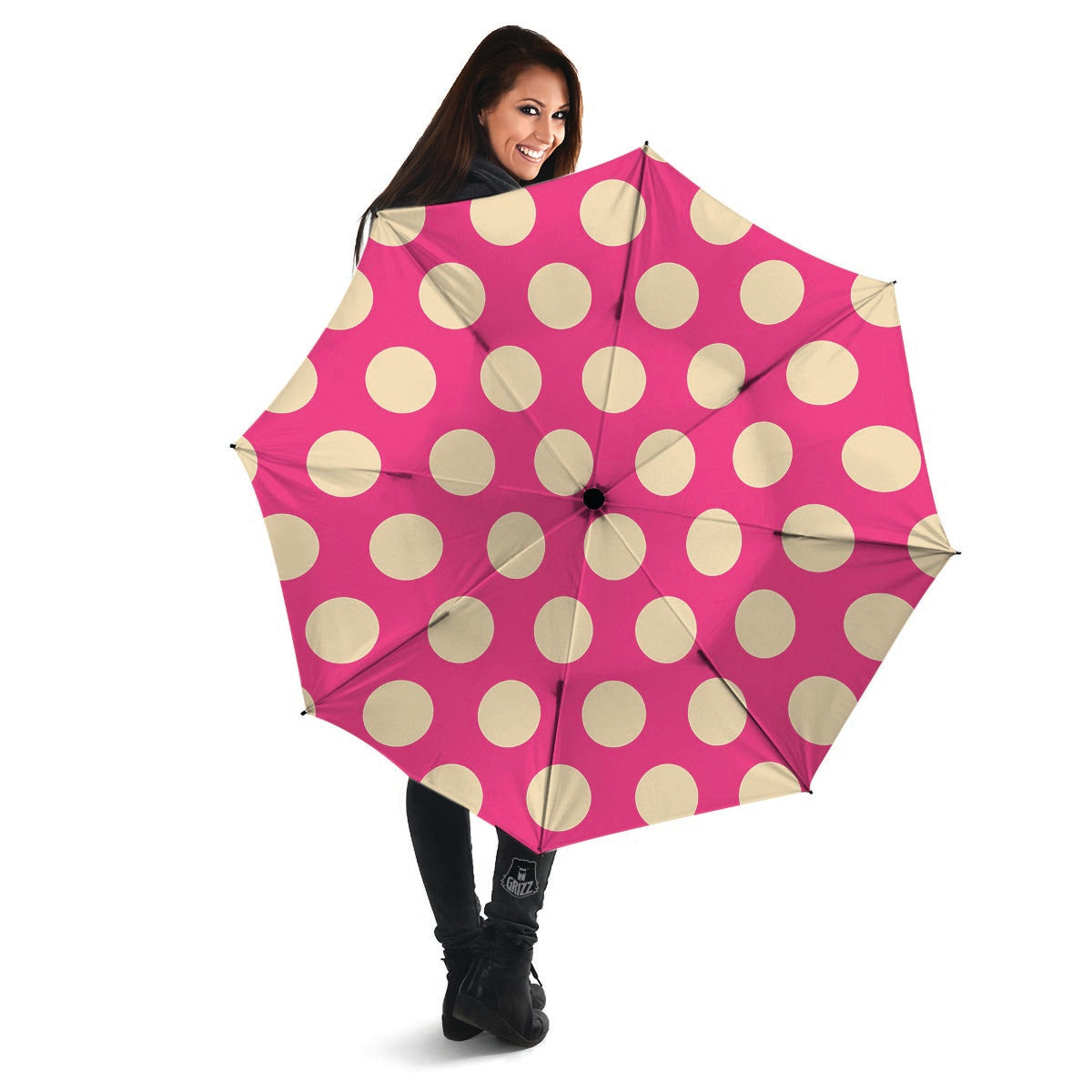 Pink Polka Dot Umbrella-grizzshop