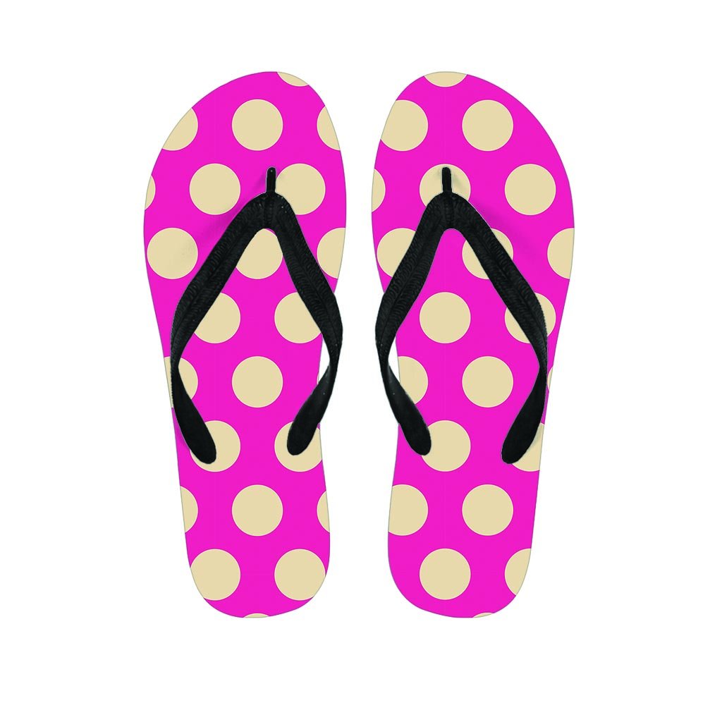 Pink Polka Dot Women's Flip Flops-grizzshop