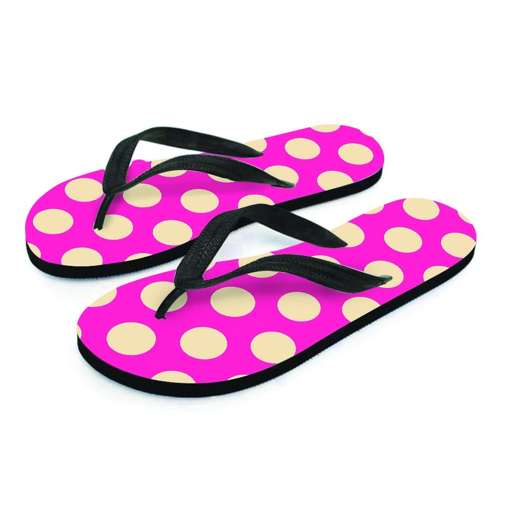 Pink Polka Dot Women's Flip Flops-grizzshop