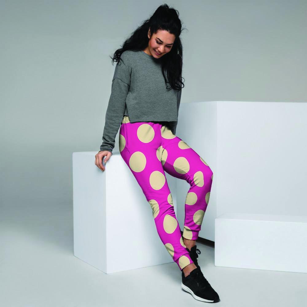 Pink Polka Dot Women's Joggers-grizzshop