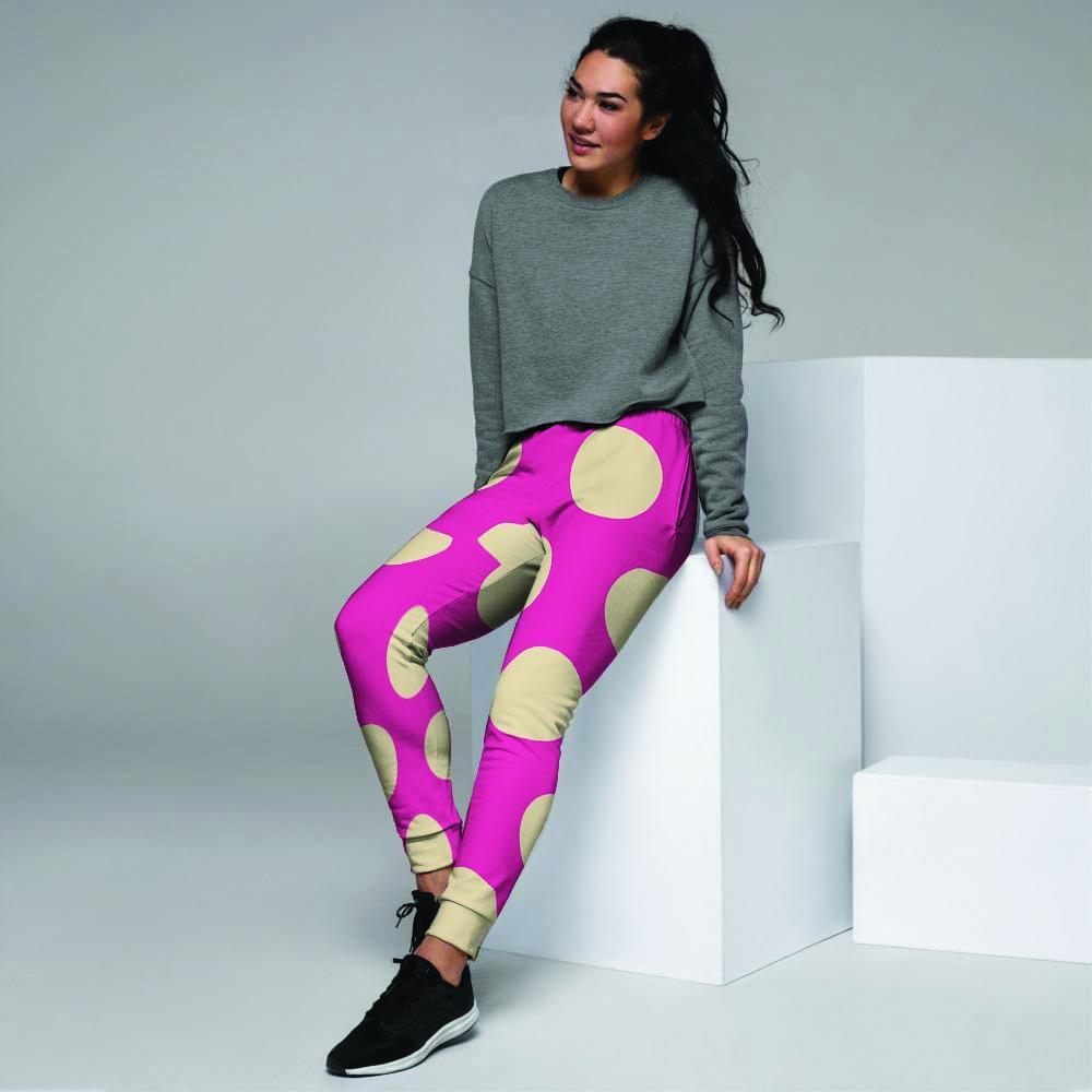 Pink Polka Dot Women's Joggers-grizzshop