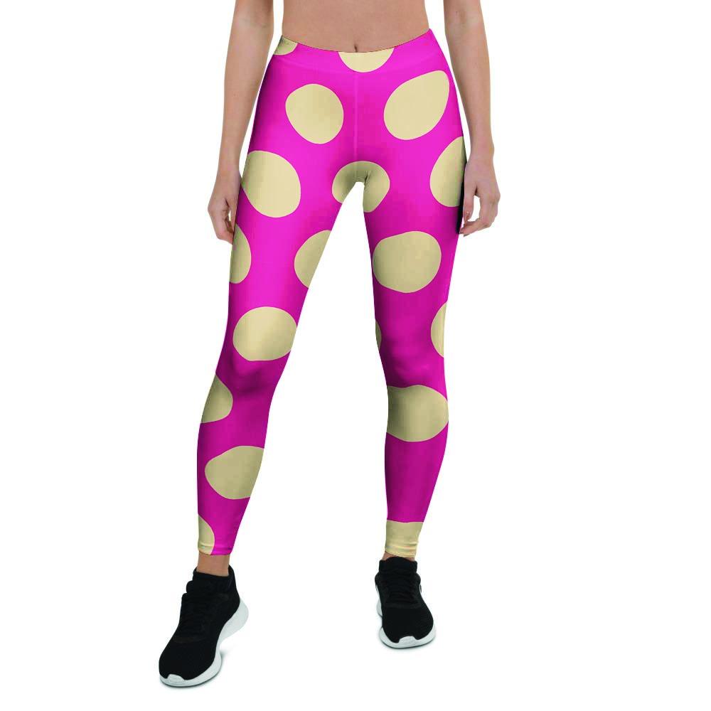 Pink Polka Dot Women's Leggings-grizzshop