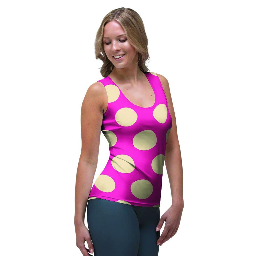 Pink Polka Dot Women's Tank Top-grizzshop