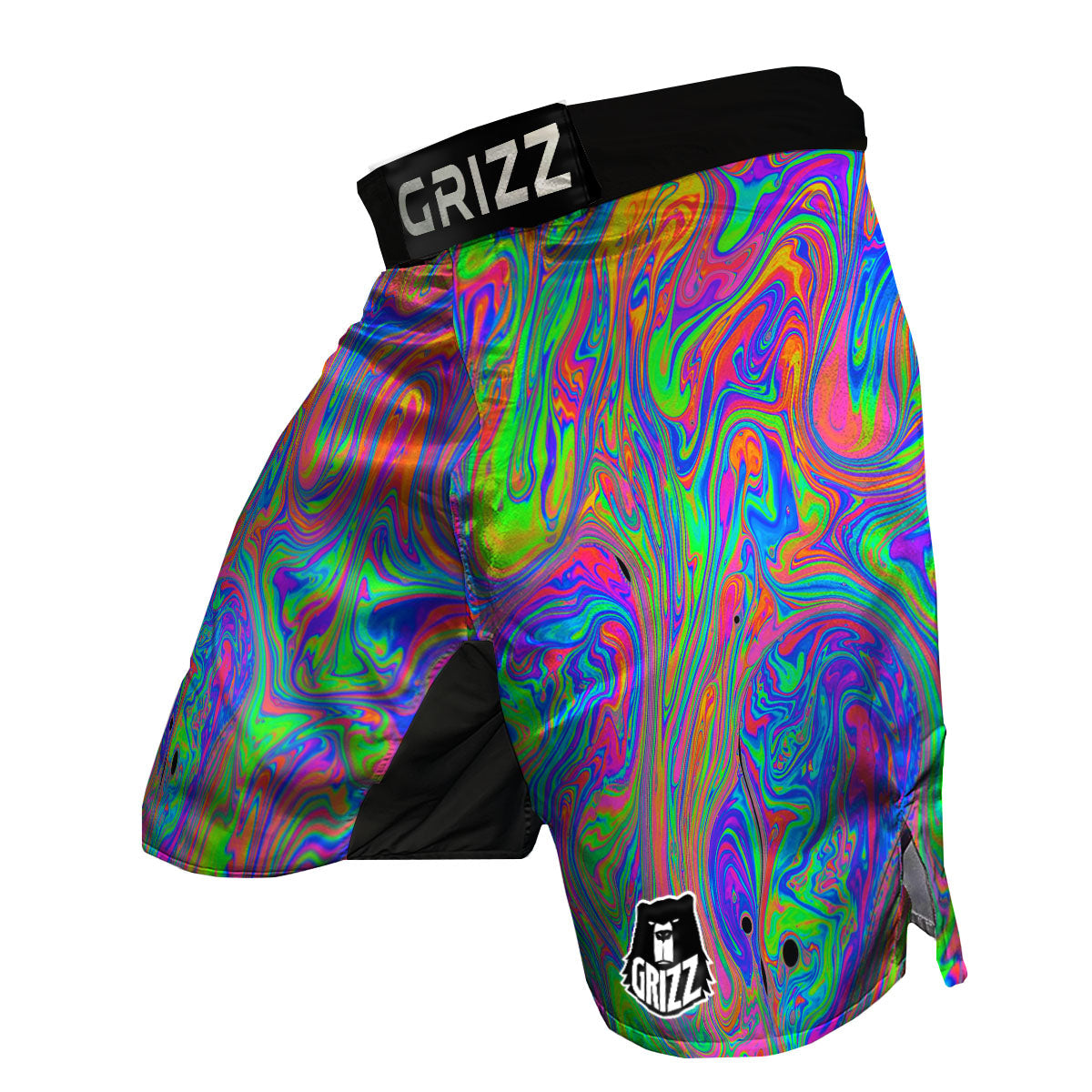 Pink Psychedelic Trippy Neon Green Print MMA Shorts-grizzshop