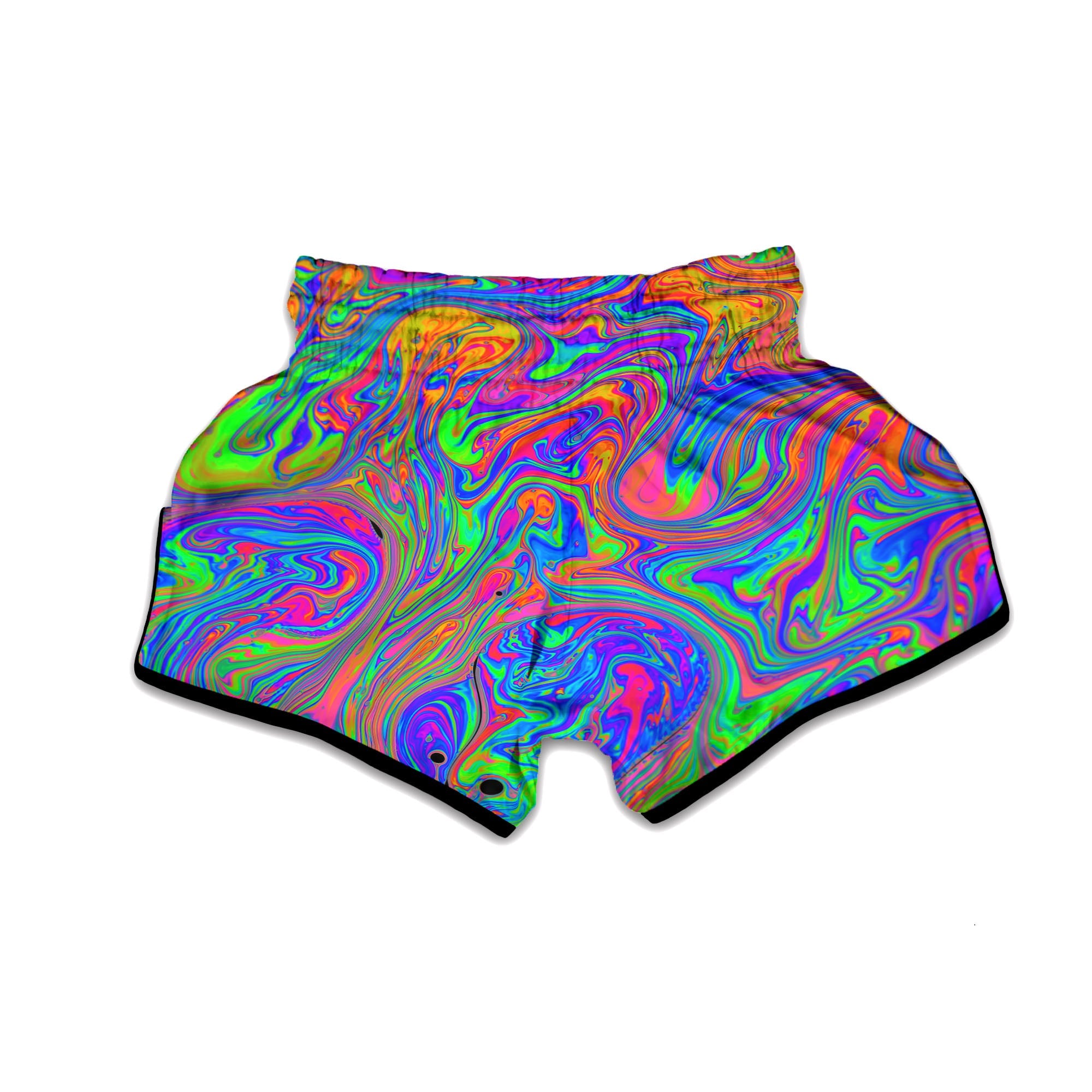 Pink Psychedelic Trippy Neon Green Print Muay Thai Boxing Shorts-grizzshop