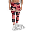 Pink Red And Black Camouflage Print Men's Leggings-grizzshop
