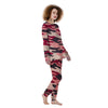 Pink Red And Black Camouflage Print Women's Pajamas-grizzshop