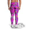 Pink Retro Stickers 90s Print Pattern Men's Leggings-grizzshop