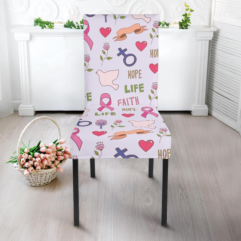 Pink Ribbon Breast Cancer Awareness Pattern Print Chair Cover-grizzshop