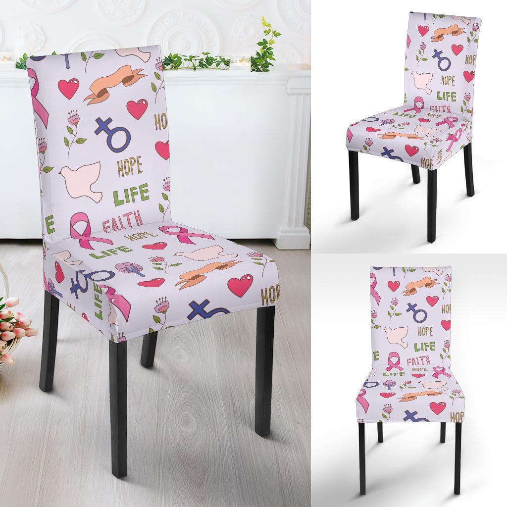 Pink Ribbon Breast Cancer Awareness Pattern Print Chair Cover-grizzshop