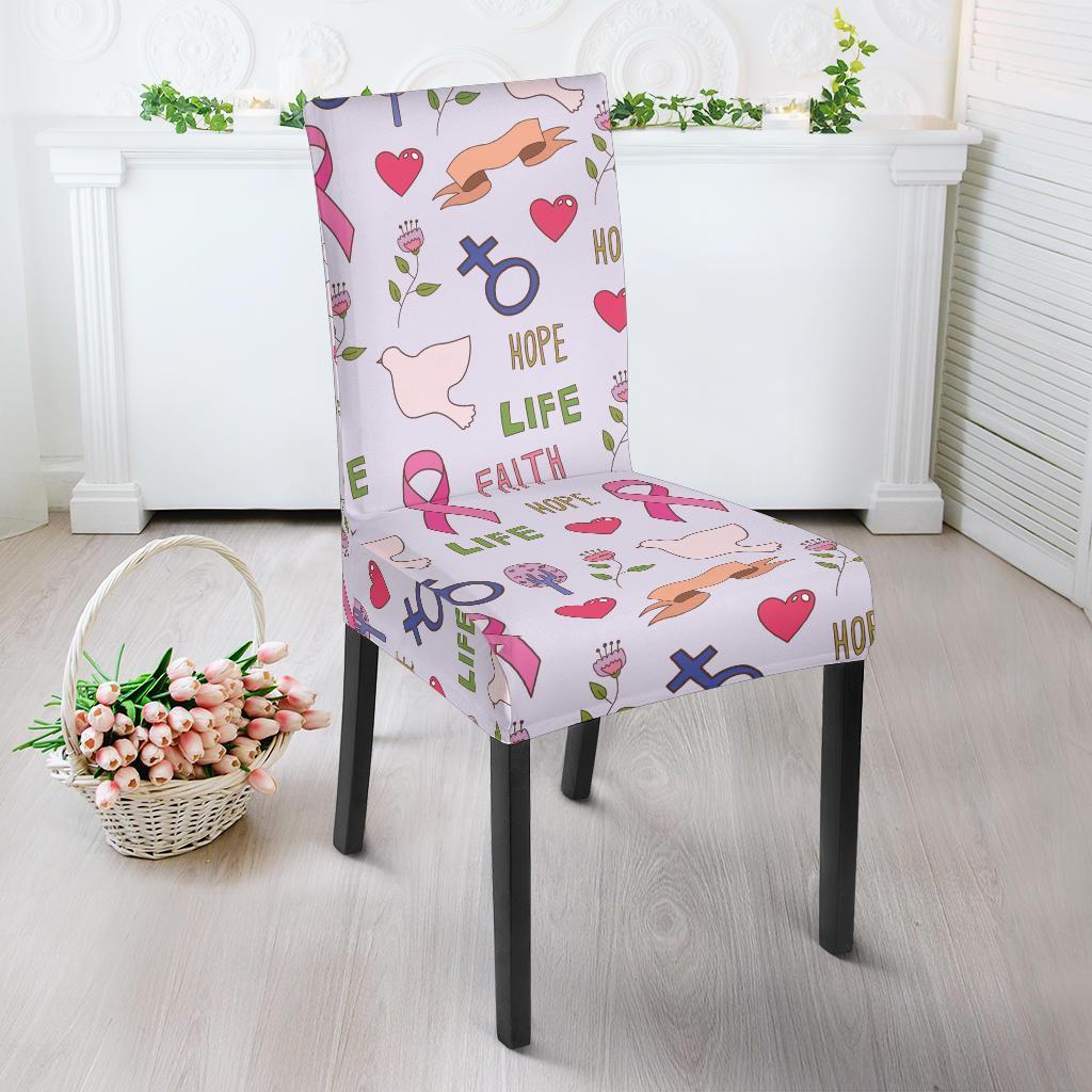 Pink Ribbon Breast Cancer Awareness Pattern Print Chair Cover-grizzshop