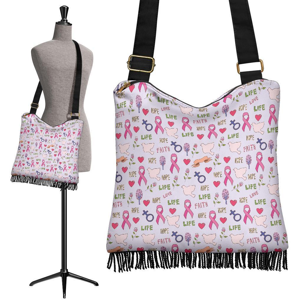 Pink Ribbon Breast Cancer Awareness Pattern Print Crossbody Bags-grizzshop