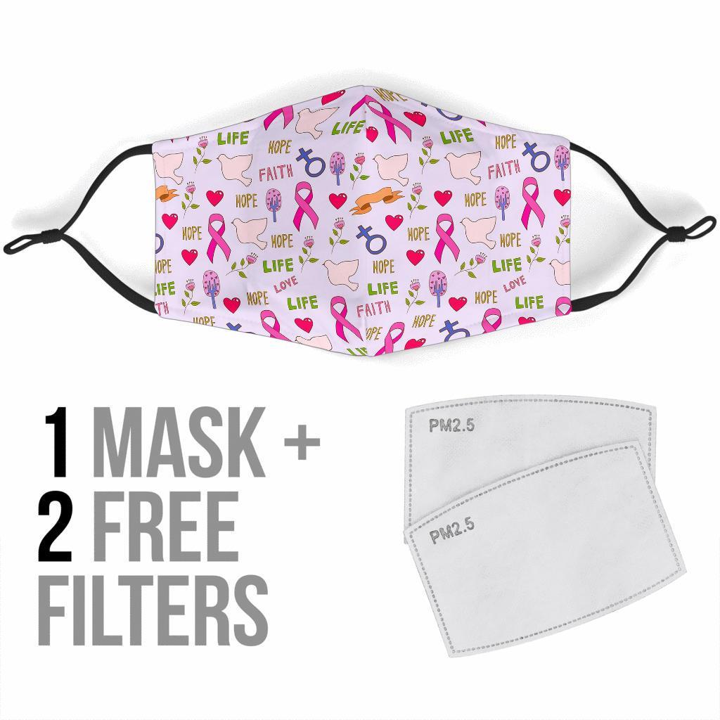 Pink Ribbon Breast Cancer Awareness Pattern Print Face Mask-grizzshop