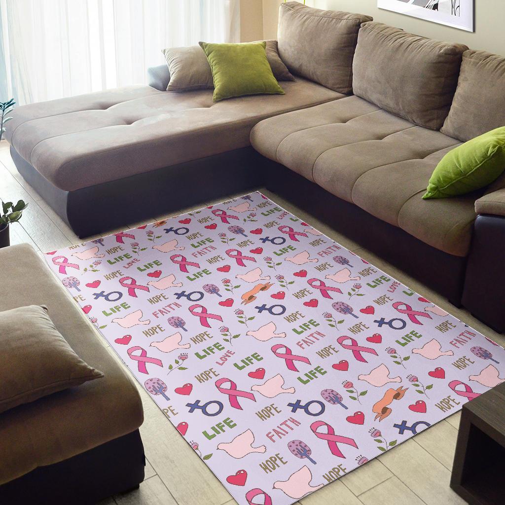 Pink Ribbon Breast Cancer Awareness Pattern Print Floor Mat-grizzshop