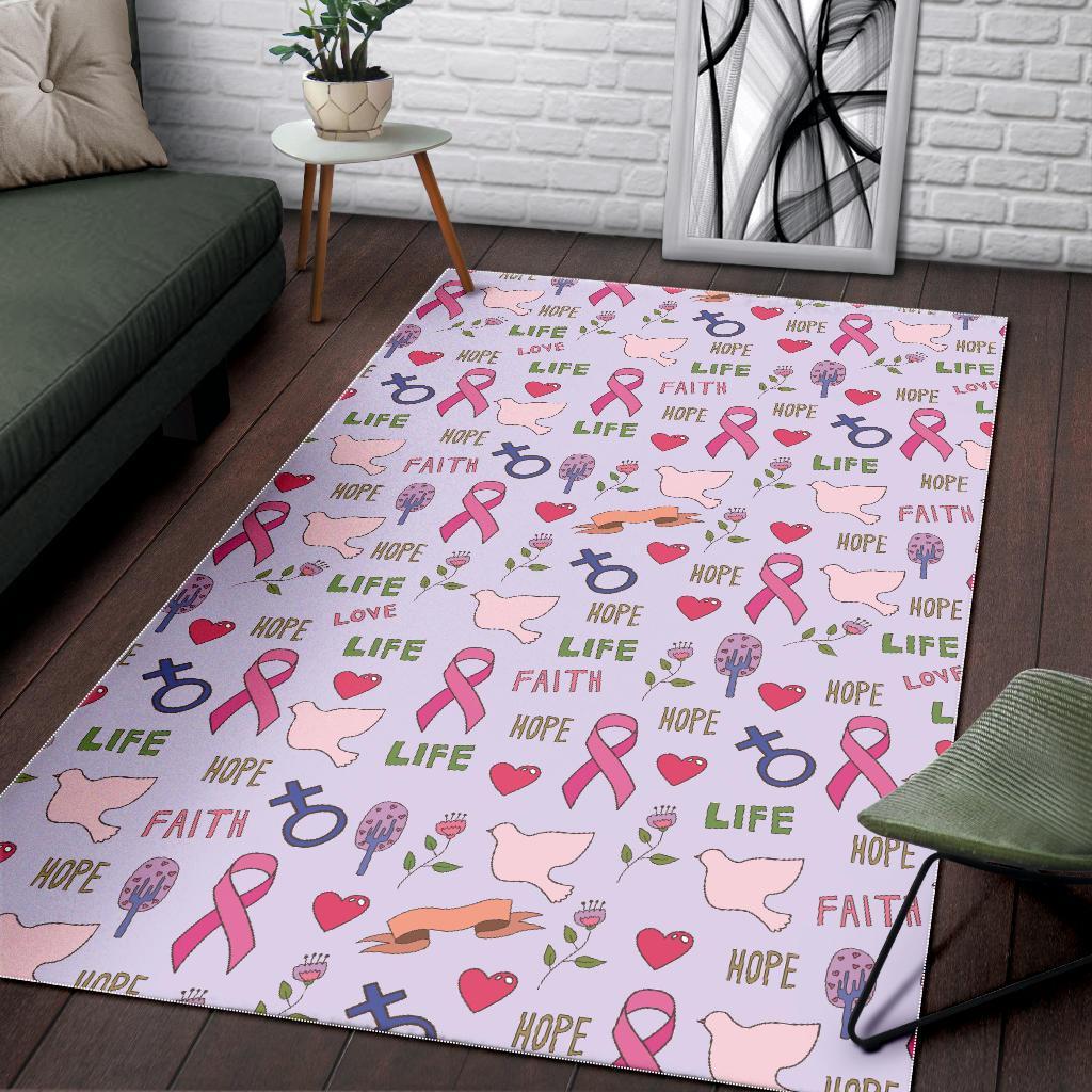 Pink Ribbon Breast Cancer Awareness Pattern Print Floor Mat-grizzshop