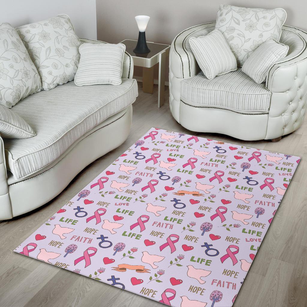 Pink Ribbon Breast Cancer Awareness Pattern Print Floor Mat-grizzshop