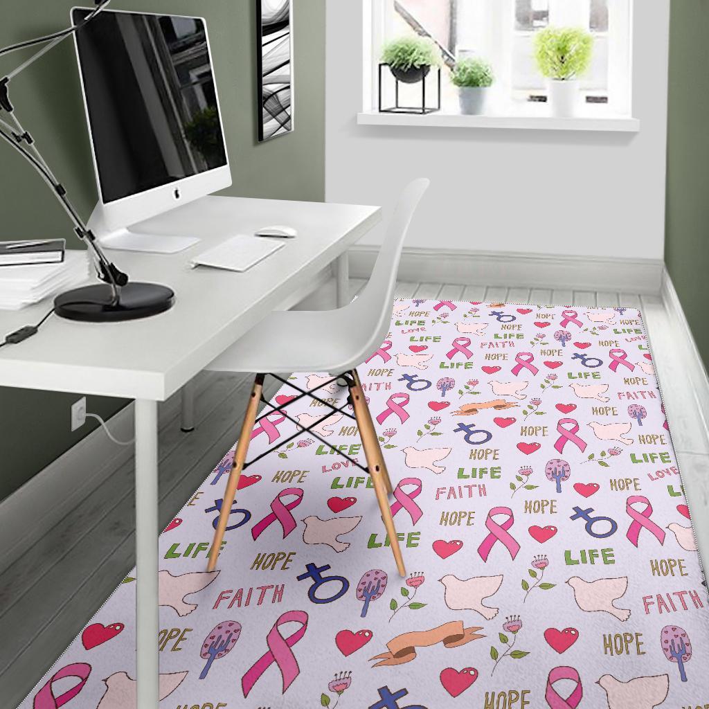 Pink Ribbon Breast Cancer Awareness Pattern Print Floor Mat-grizzshop