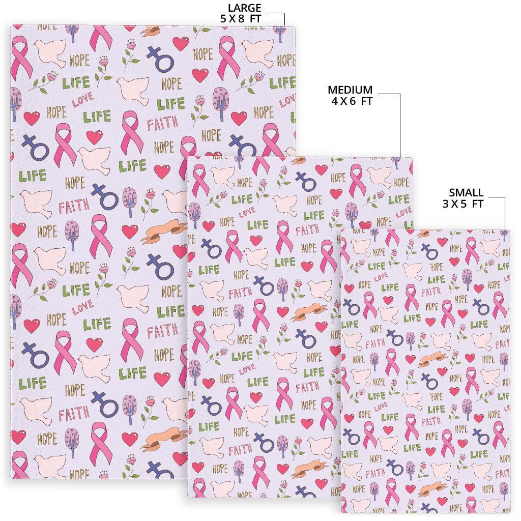 Pink Ribbon Breast Cancer Awareness Pattern Print Floor Mat-grizzshop