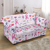 Pink Ribbon Breast Cancer Awareness Pattern Print Loveseat Cover-grizzshop