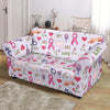 Pink Ribbon Breast Cancer Awareness Pattern Print Loveseat Cover-grizzshop