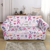 Pink Ribbon Breast Cancer Awareness Pattern Print Loveseat Cover-grizzshop