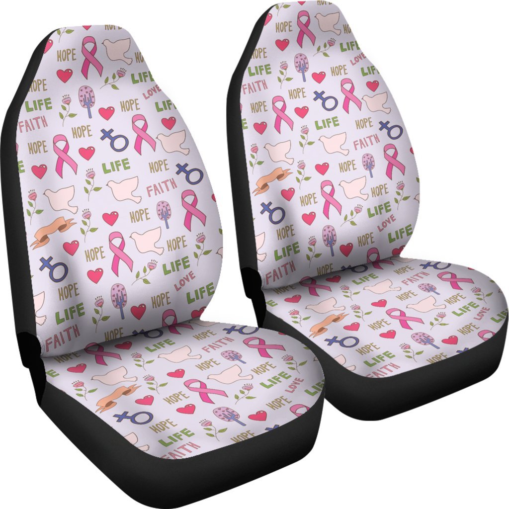Pink Ribbon Breast Cancer Awareness Pattern Print Universal Fit Car Seat Cover-grizzshop