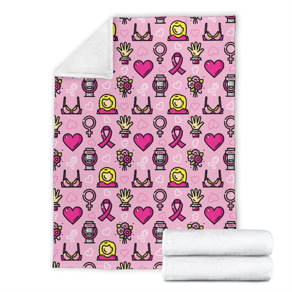 Pink Ribbon Breast Cancer Awareness Print Pattern Blanket-grizzshop