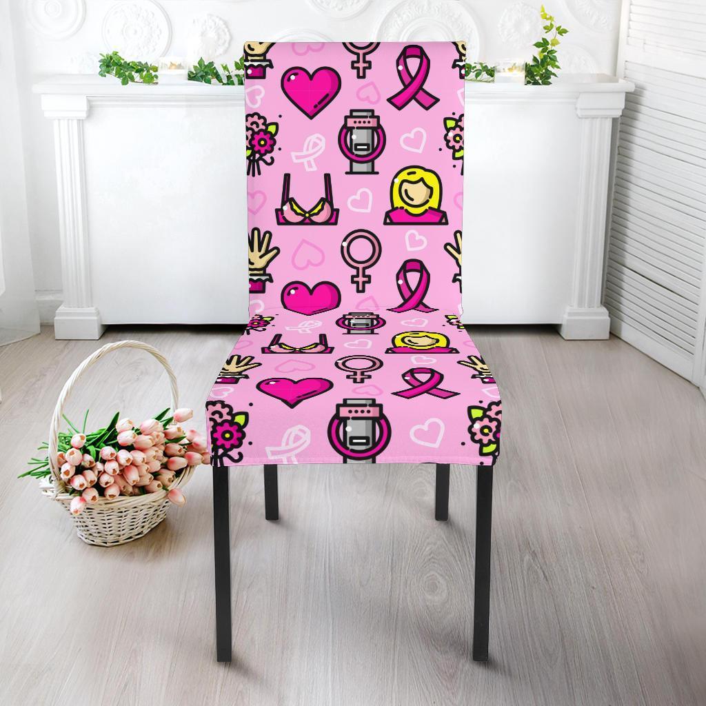 Pink Ribbon Breast Cancer Awareness Print Pattern Chair Cover-grizzshop