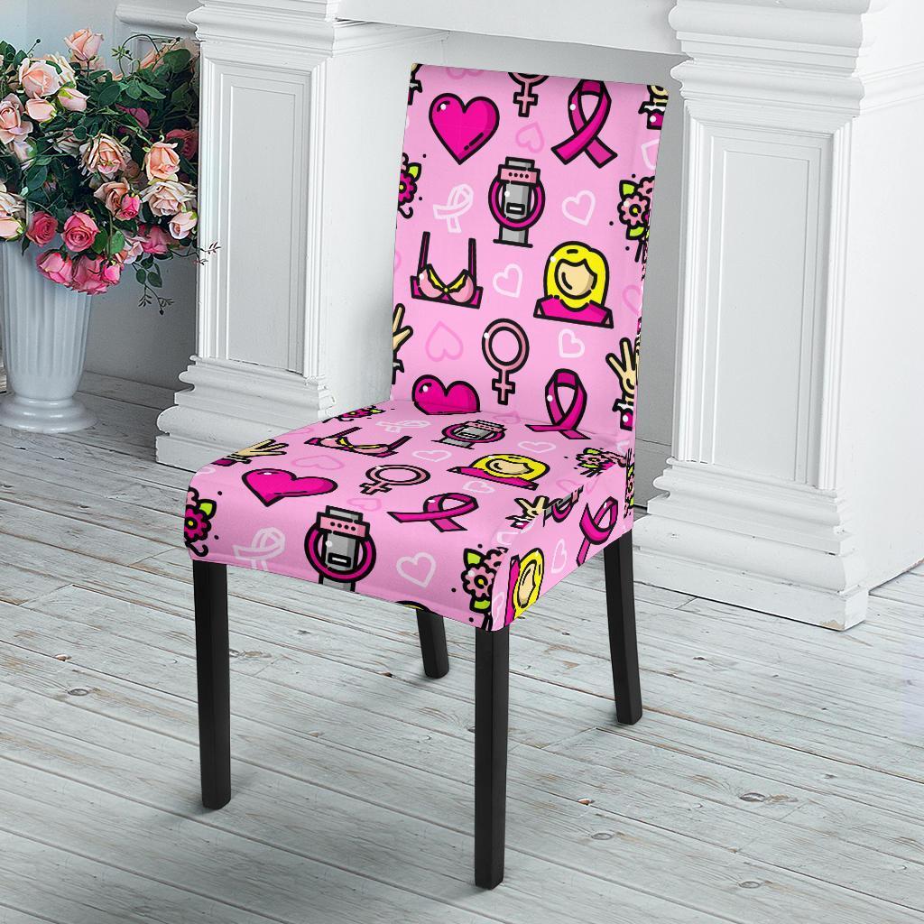 Pink Ribbon Breast Cancer Awareness Print Pattern Chair Cover-grizzshop