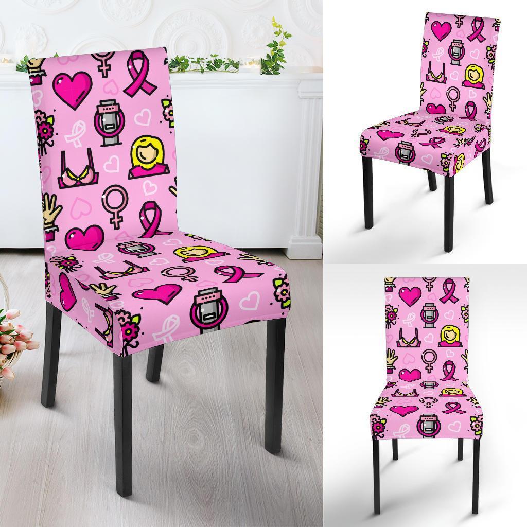 Pink Ribbon Breast Cancer Awareness Print Pattern Chair Cover-grizzshop