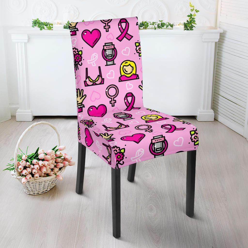 Pink Ribbon Breast Cancer Awareness Print Pattern Chair Cover-grizzshop