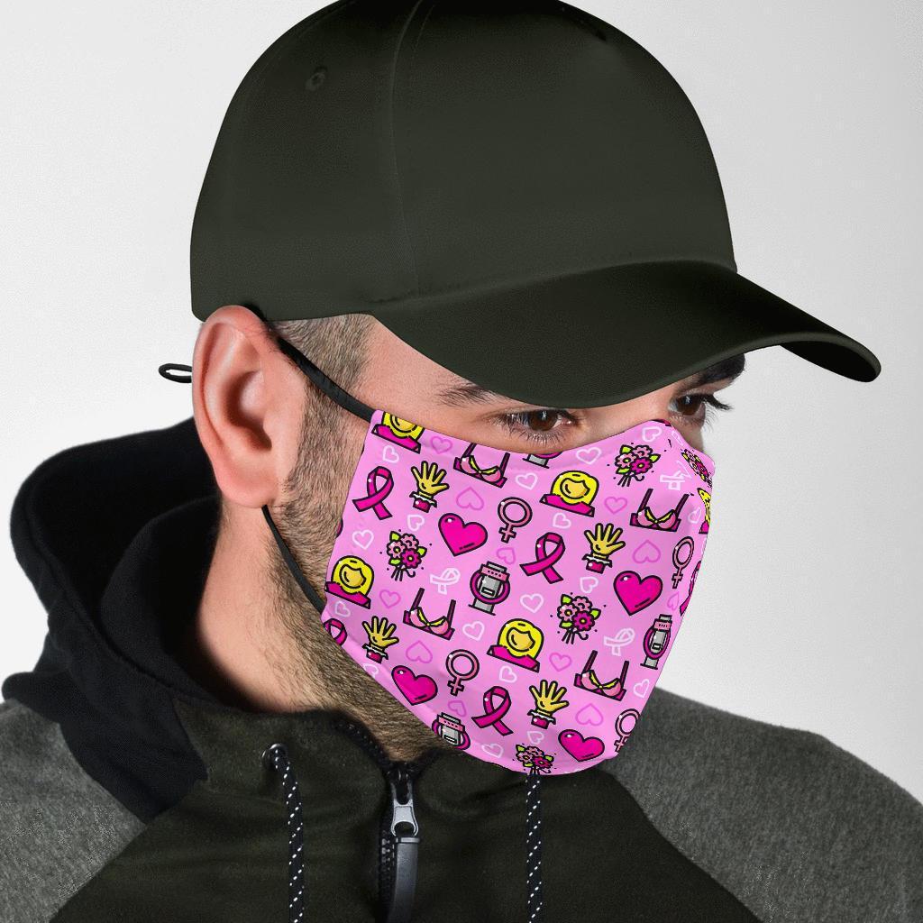 Pink Ribbon Breast Cancer Awareness Print Pattern Face Mask-grizzshop